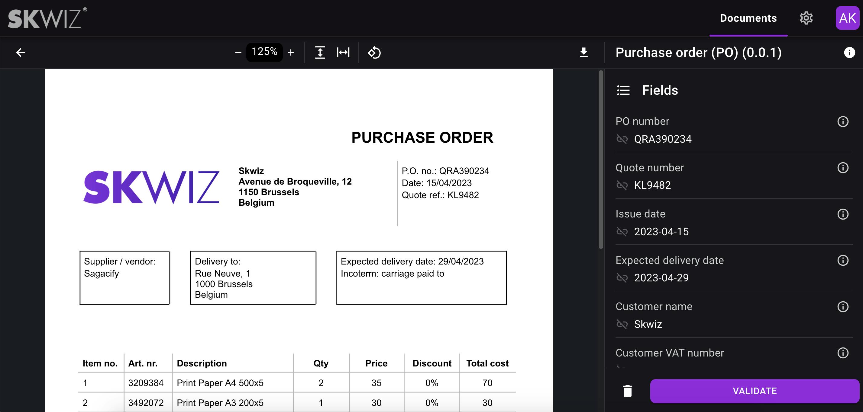 document validation field
